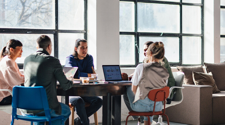 Employees working at a start-up