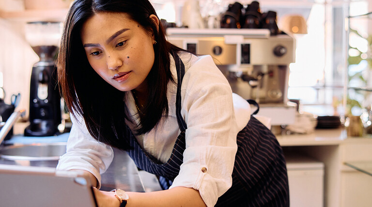 Person working on a tablet