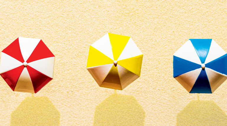 Three beach umbrellas to symbolize three tech tips