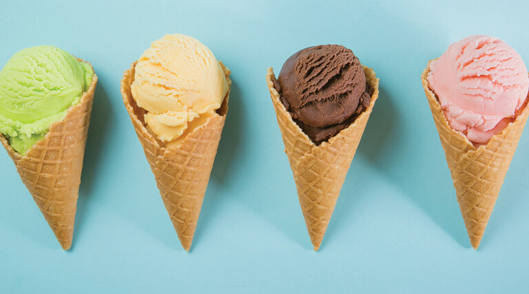Concept art featuring four ice cream cones