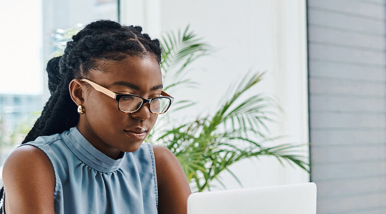 Person using computer in small business
