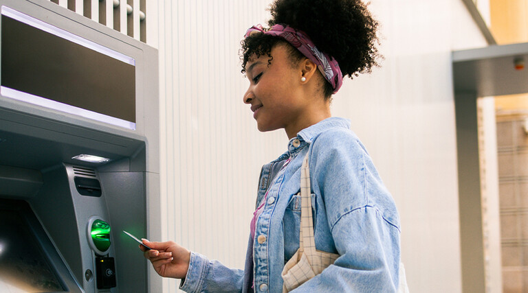 Person using an ATM