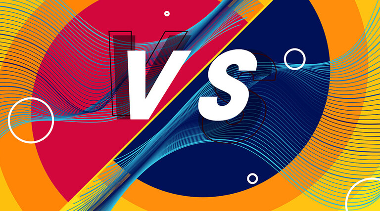 Abstract image showing "versus" overlap of shapes
