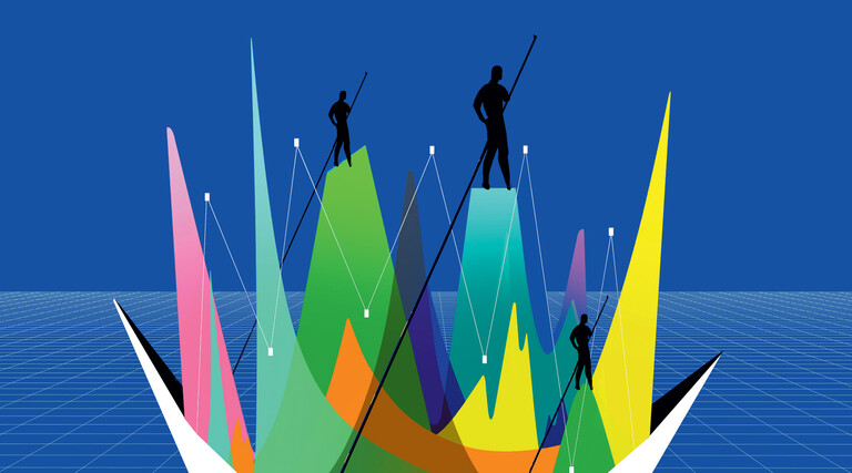 Abstract of data points as sailboats