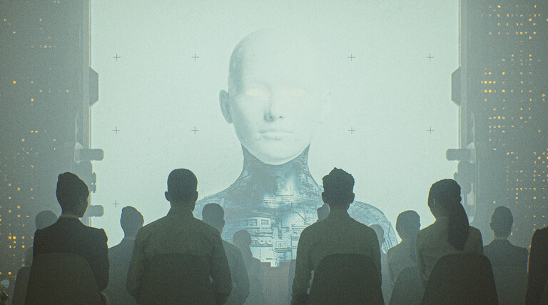 Abstract image of AI and humans