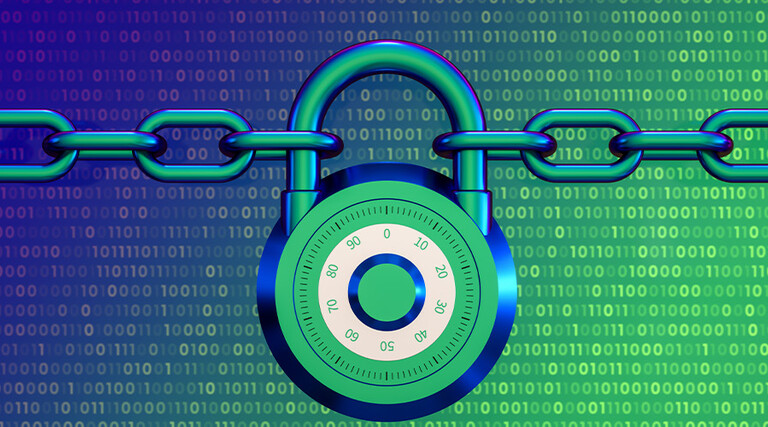 Image of a security lock against a blue-green background
