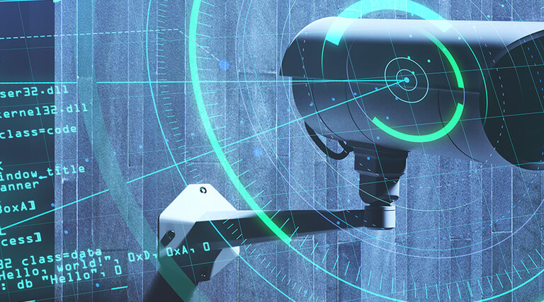 image of surveillance camera scanning for threats