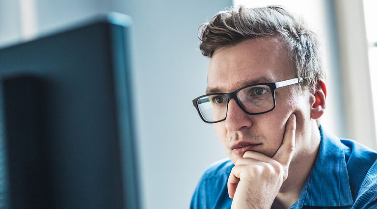 Person using computer in the office