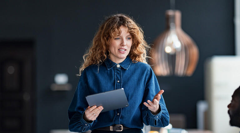 Small business leader in a meeting