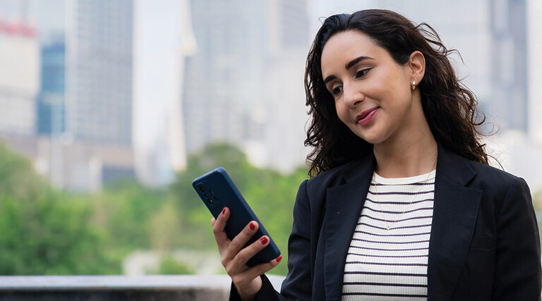 A woman using a smartphone