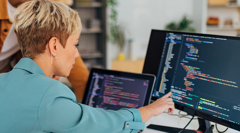 Person reviewing code 