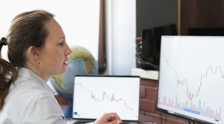 Person reviewing financial data