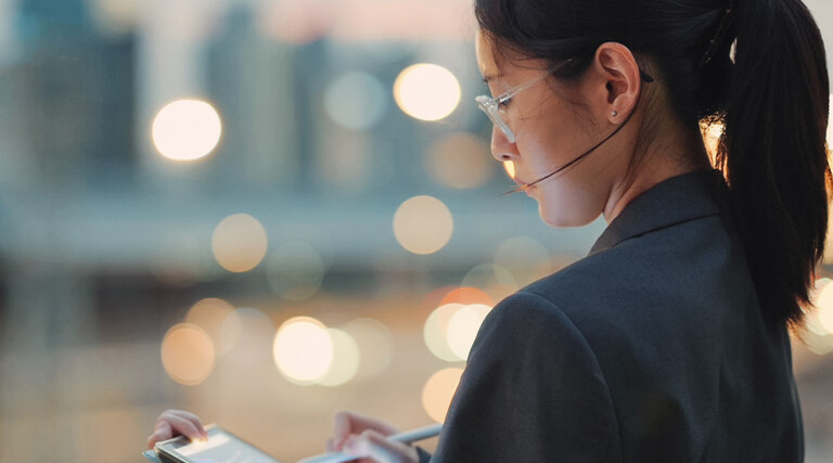 Person looking at a tablet