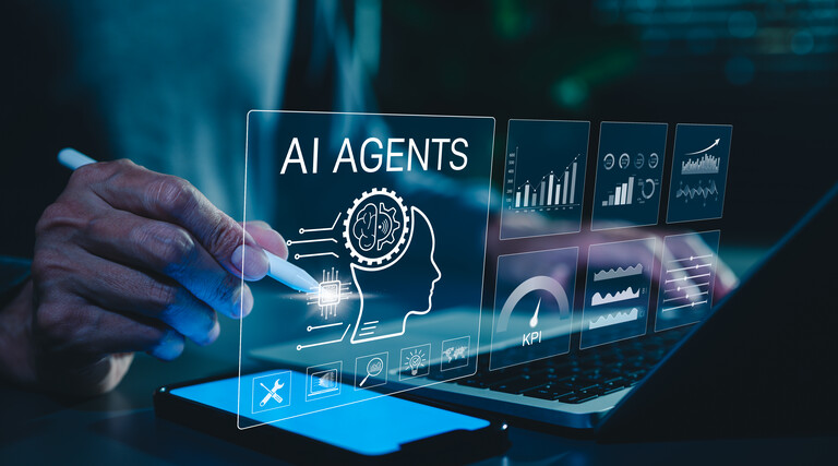 Person interacts with AI agent technology