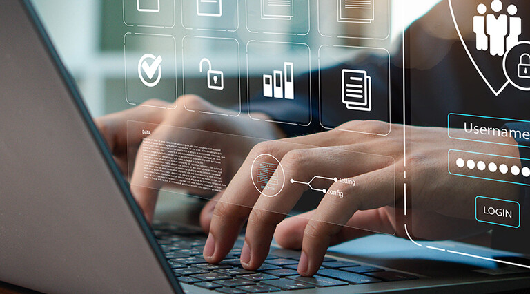 Person logging into computer