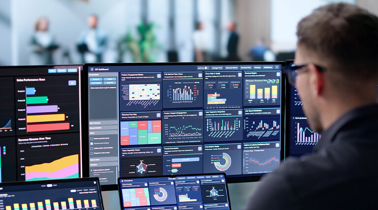 Person reviewing analytics