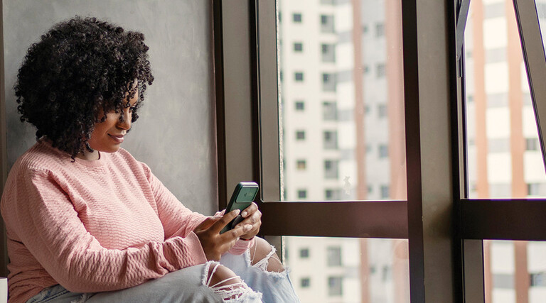 Woman handling her finances from home