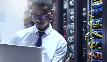 Person working in data center