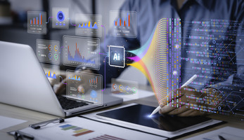 Person reviewing data analysis tools