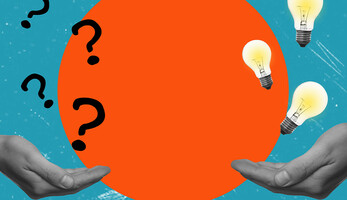 Hands holding questions and ideas