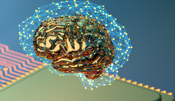 Artificial Intelligence concept brain with CPU