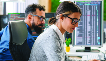 Software engineer using computer