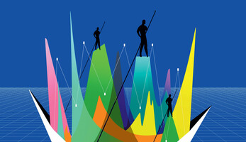 Abstract of data points as sailboats
