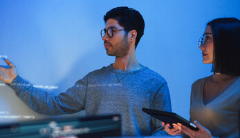 Developer presenting code