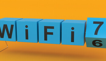 Colorful boxes spelling out WiFi 7