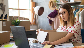 A business owner completes an order