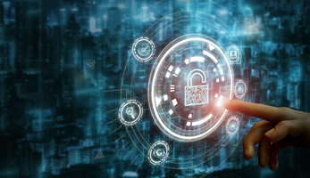 Lock surrounded by icons