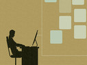 Illustration of a man at a computer 