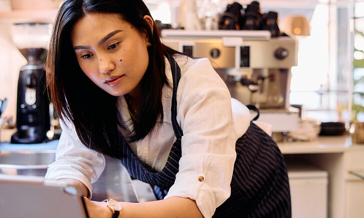 Person working on a tablet