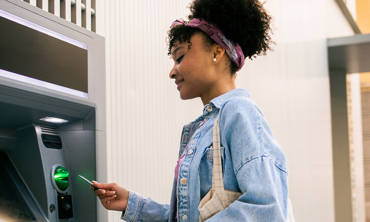 Person using an ATM