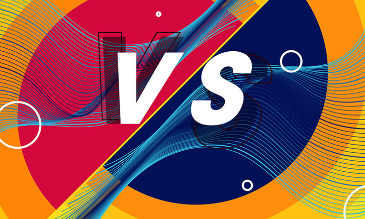 Abstract image showing "versus" overlap of shapes