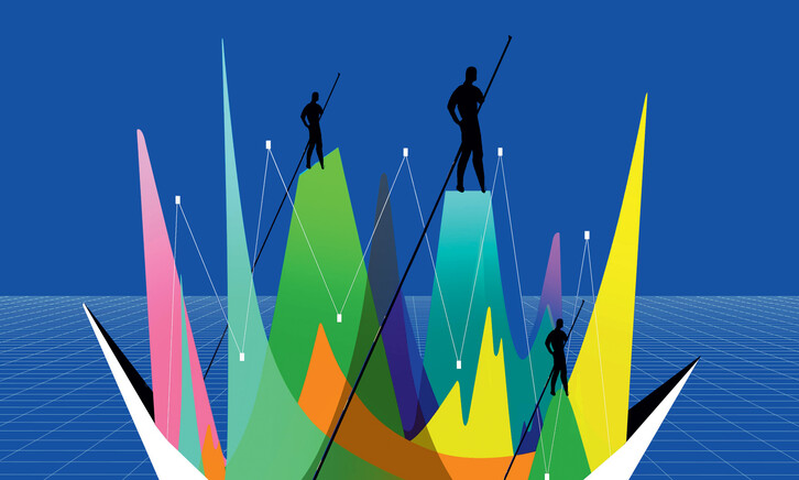 Abstract of data points as sailboats