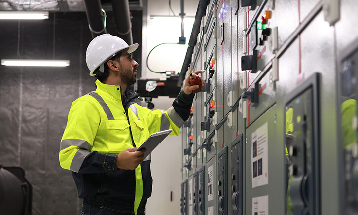 Engineers working in the main control room