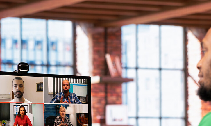 Person taking meeting remotely