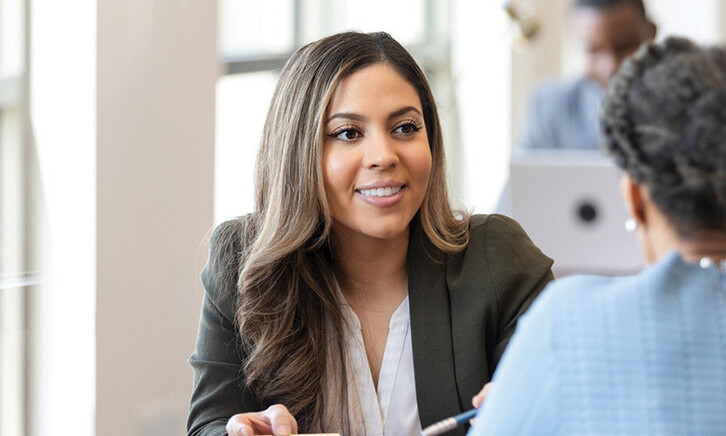 Banker working with customer