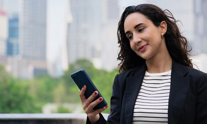 A woman using a smartphone