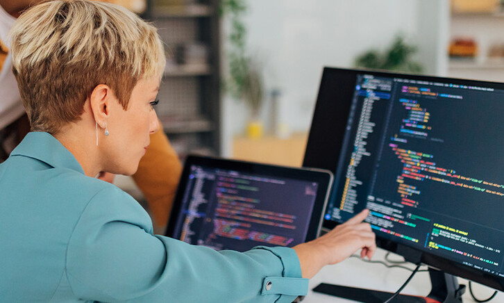 Person reviewing code 