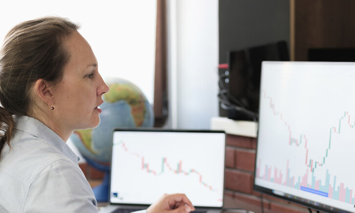 Person reviewing financial data