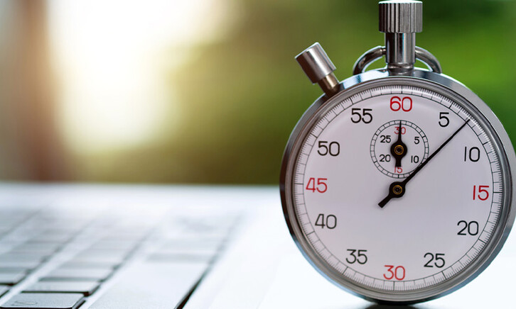 Stopwatch on laptop keyboard