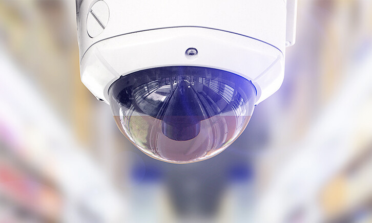 Close-up of camera in retail store