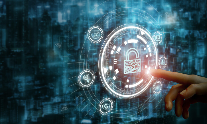 Lock surrounded by icons