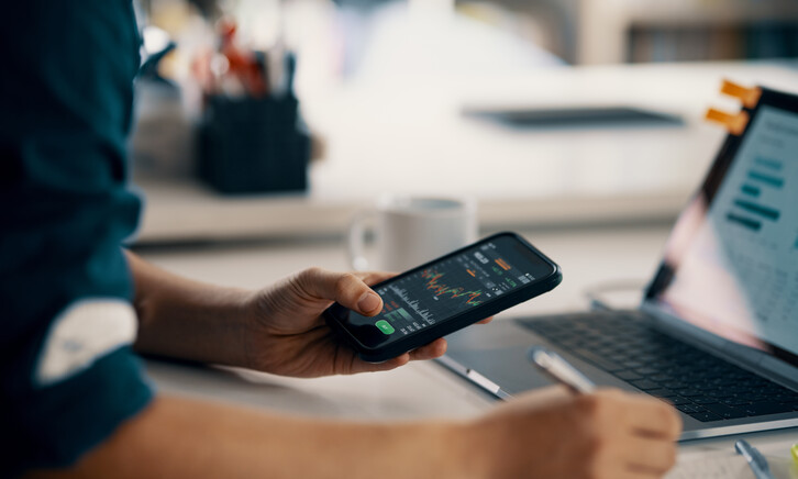 Man accessing financial data