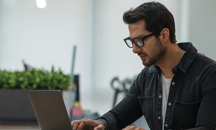 A businessman on his laptop