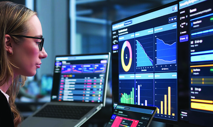 Woman Monitoring Cybersecurity Threats