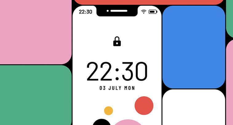 Colorful boxes surrounding smartphones