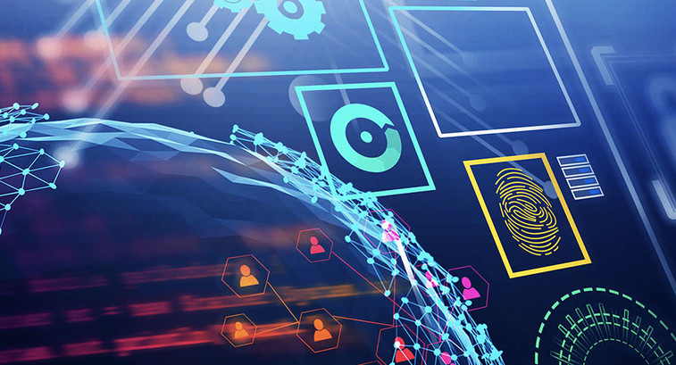 Futuristic digital business HUD interface